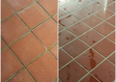 Before and After of Teracotta Tile floor area